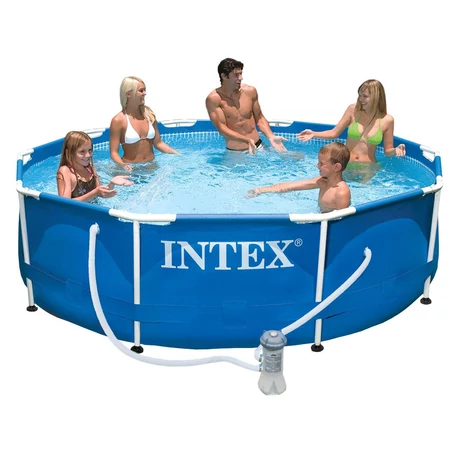 Set za bazen s kovinskim okvirjem, 305x76 cm, z vrtiljakom za vodo - INTEX 28202