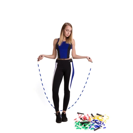 Skakalna vrv, biserna, modra/bela 240 cm VINEX