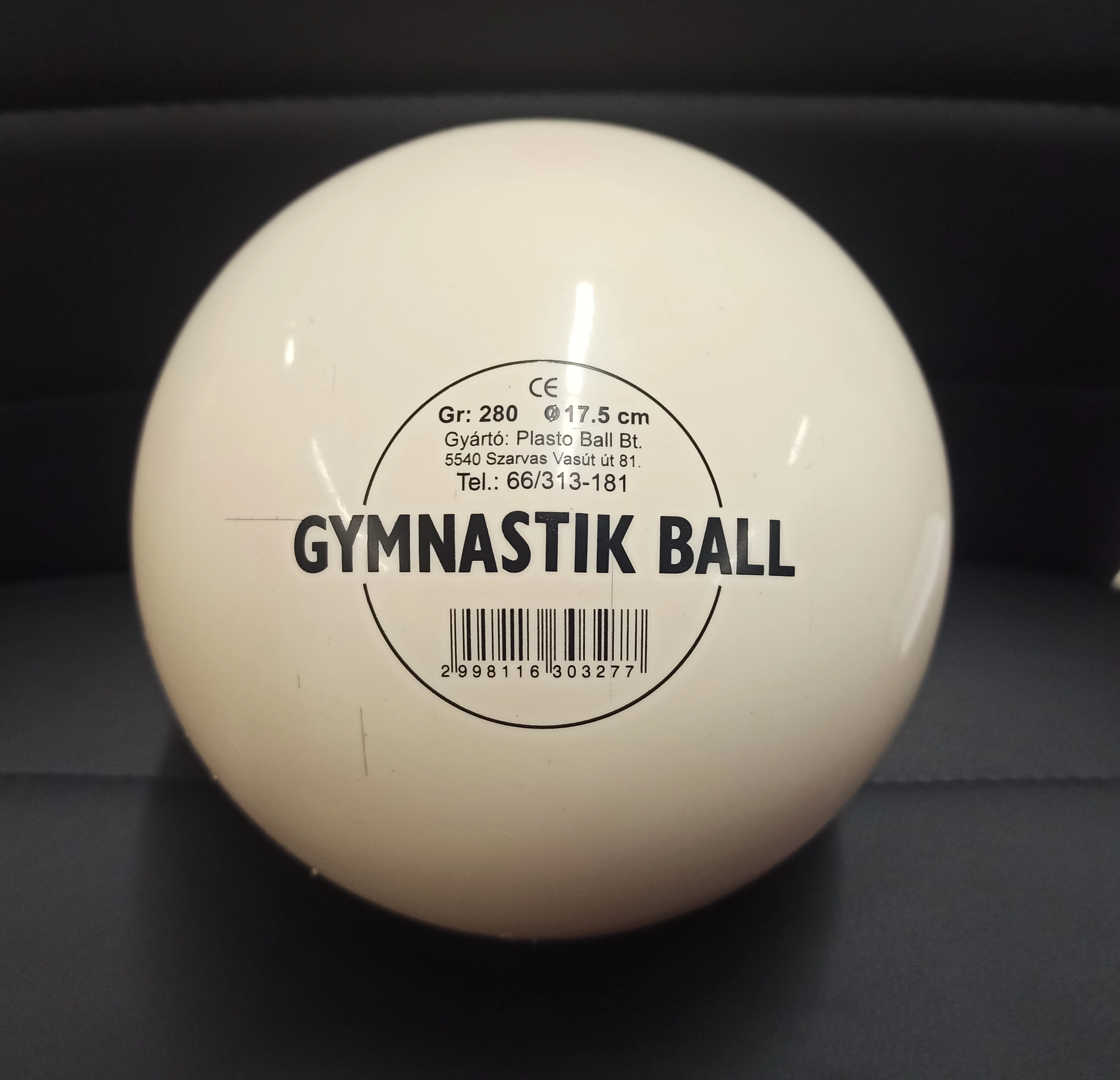 Gimnastična / ritmična žoga Bela 17,5 cm PLASTO