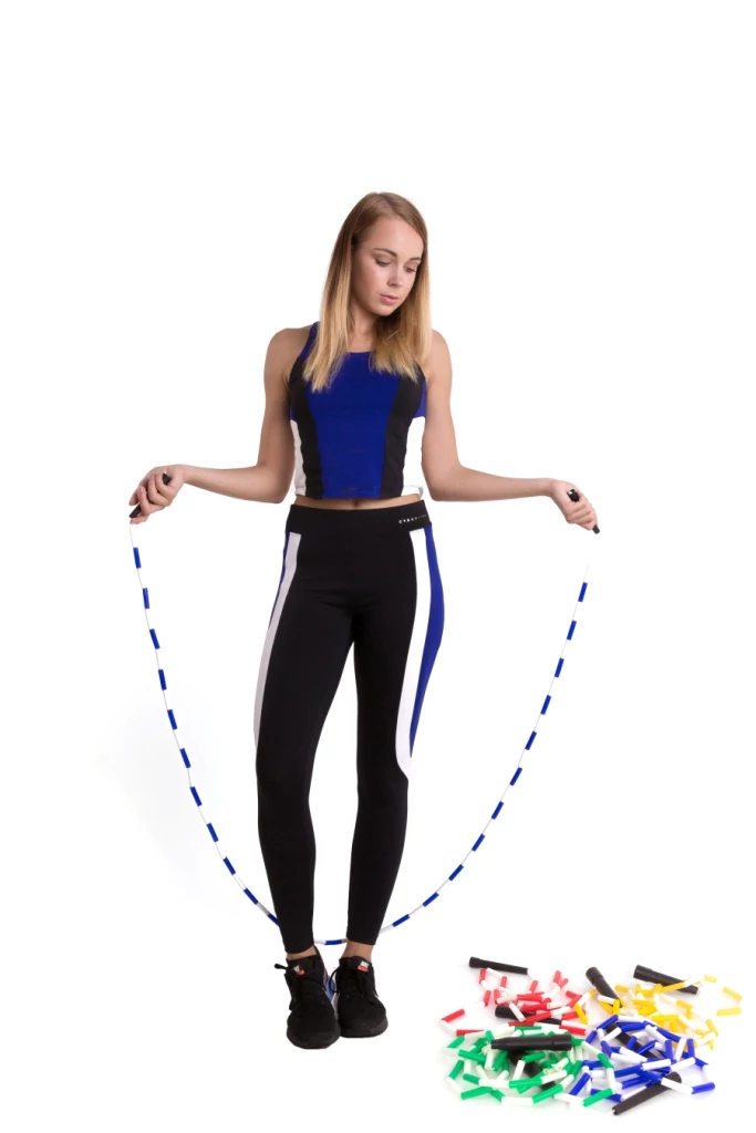Skakalna vrv, biserna, modra/bela 240 cm VINEX